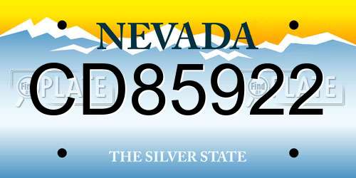 CD85922 Nevada License Plate
