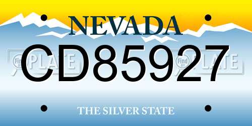 CD85927 Nevada License Plate