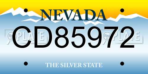 CD85972 Nevada License Plate