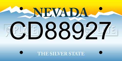 CD88927 Nevada License Plate