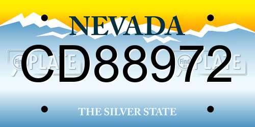 CD88972 Nevada License Plate