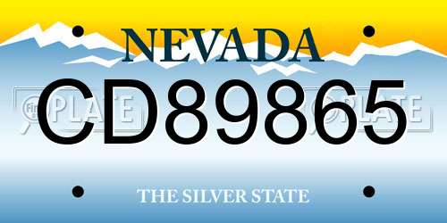 CD89865 Nevada License Plate