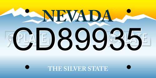 CD89935 Nevada License Plate