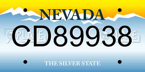 CD89938 Nevada License Plate