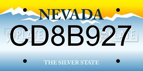 CD8B927 Nevada License Plate