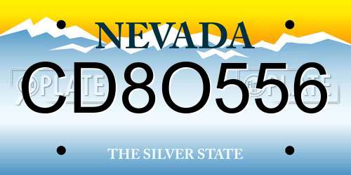 CD8O556 Nevada License Plate