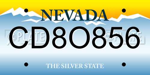 CD8O856 Nevada License Plate