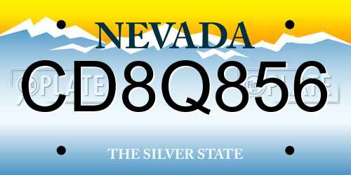 CD8Q856 Nevada License Plate