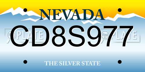 CD8S977 Nevada License Plate