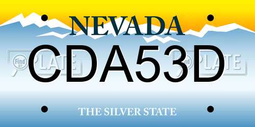 CDA53D Nevada License Plate