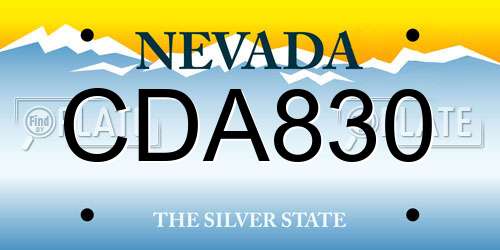 CDA830 Nevada License Plate