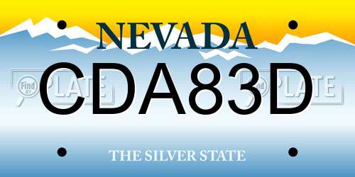 CDA83D Nevada License Plate