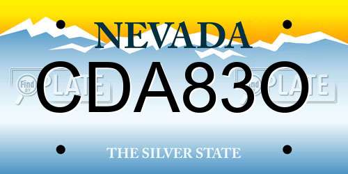 CDA83O Nevada License Plate