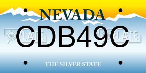 CDB49C Nevada License Plate