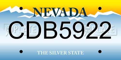 CDB5922 Nevada License Plate