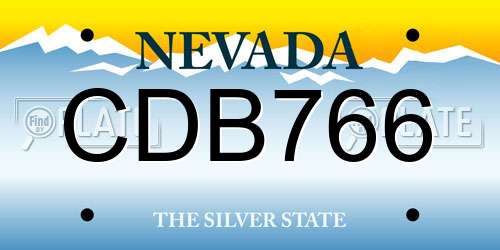 CDB766 Nevada License Plate