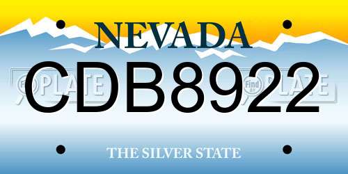 CDB8922 Nevada License Plate