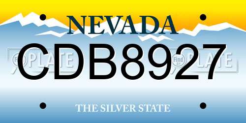 CDB8927 Nevada License Plate