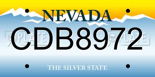 CDB8972 Nevada License Plate