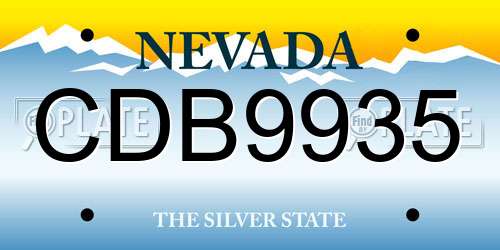 CDB9935 Nevada License Plate