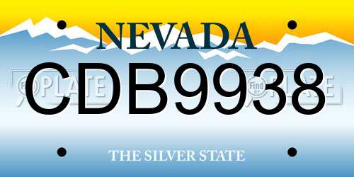 CDB9938 Nevada License Plate