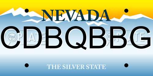 CDBQBBG Nevada License Plate