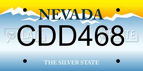 CDD468 Nevada License Plate