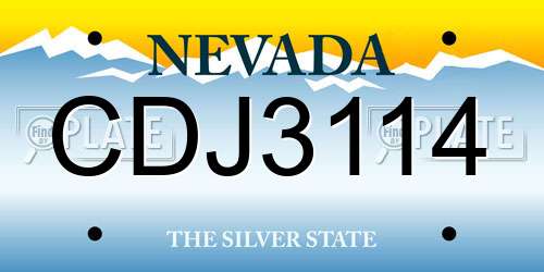 CDJ3114 Nevada License Plate