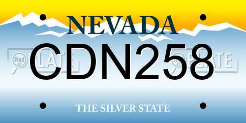CDN258 Nevada License Plate