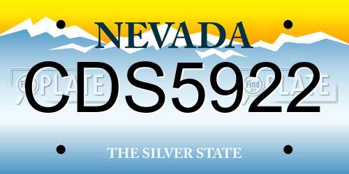 CDS5922 Nevada License Plate