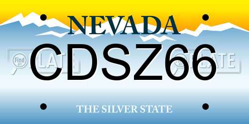 CDSZ66 Nevada License Plate