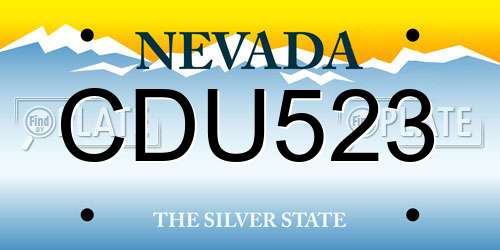 CDU523 Nevada License Plate