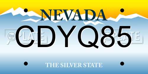 CDYQ85 Nevada License Plate