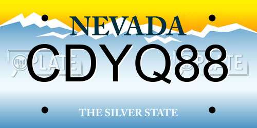 CDYQ88 Nevada License Plate