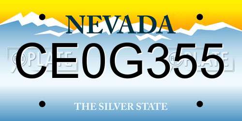 CE0G355 Nevada License Plate