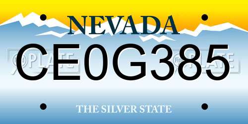 CE0G385 Nevada License Plate