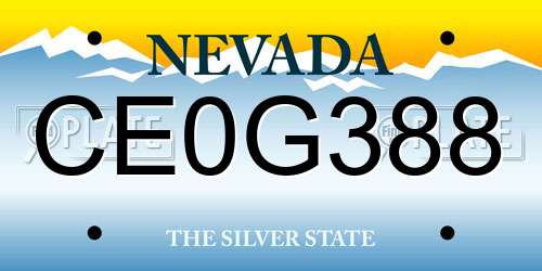 CE0G388 Nevada License Plate