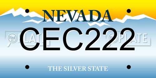 CEC222 Nevada License Plate