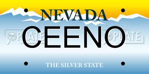 CEENO Nevada License Plate