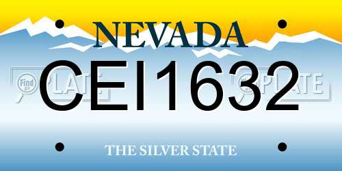 CEI1632 Nevada License Plate