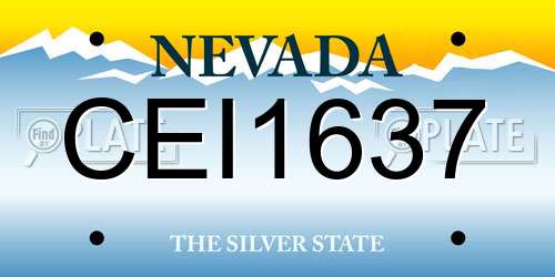 CEI1637 Nevada License Plate