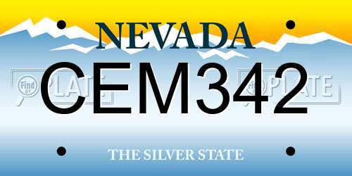 CEM342 Nevada License Plate