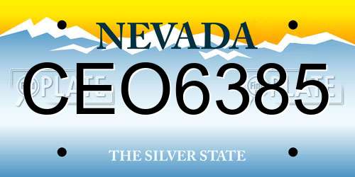 CEO6385 Nevada License Plate
