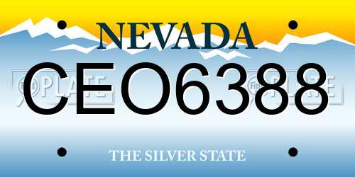 CEO6388 Nevada License Plate