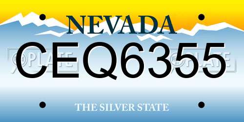 CEQ6355 Nevada License Plate