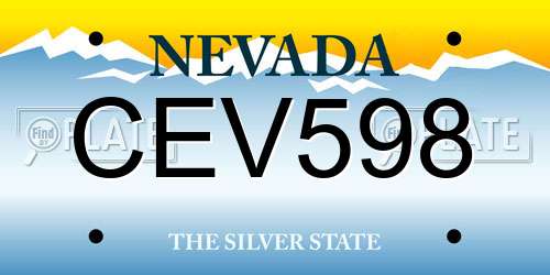 CEV598 Nevada License Plate