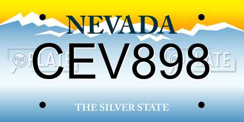 CEV898 Nevada License Plate