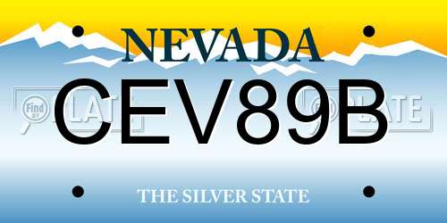 CEV89B Nevada License Plate