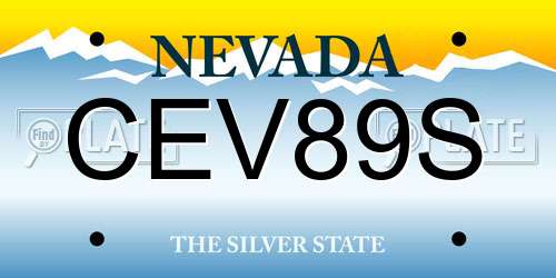 CEV89S Nevada License Plate