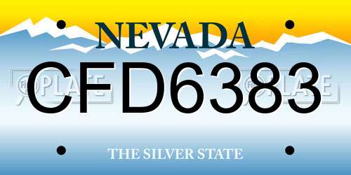 CFD6383 Nevada License Plate